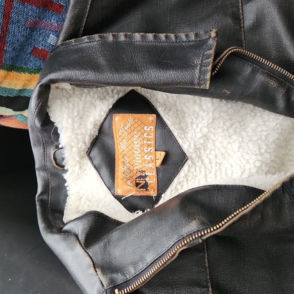Ny vintage leather coat size L boys